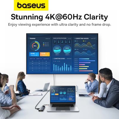 13. USB HUB 6in1 Baseus Metal Gleam Series II USB-A/USB-C/USB-C PD/HDMI/RJ45 - schwarz