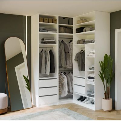 6. AUFSATZ 60 OPENO WEISS – Regal für modularen Kleiderschrank, 60 cm, fürs Schlafzimmer