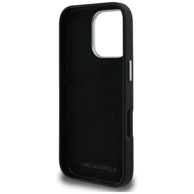 7. Karl Lagerfeld FW Grained Signature Logo Case für iPhone 16 Pro Max - Schwarz