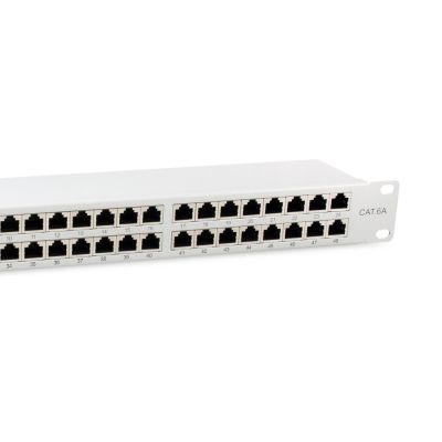3. 19"-Patchpanel 48xRJ45 Cat6a FTP 1U 500MHz RAL7035
