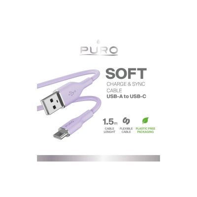 2. Puro Soft USB-A - USB-C-Kabel 1,5 m - Lila