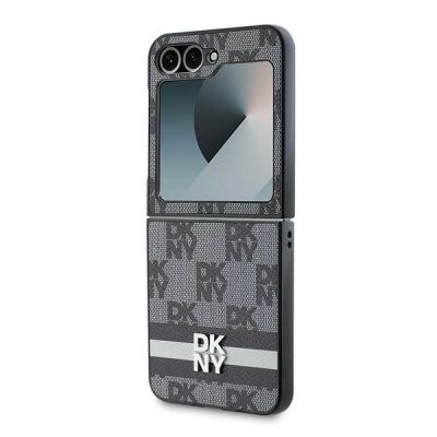 6. DKNY Checkered Pattern Printed Stripes Hülle für Samsung Galaxy Z Flip 6 – Schwarz
