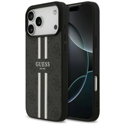 Guess 4G MagSafe-Hülle mit Printstreifen für iPhone 17 Pro Max – Schwarz