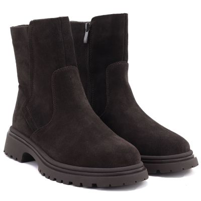 4. Damen-Ankle-Boots aus Wildleder, Schokoladenbraun, Sergio Leone BT-27
