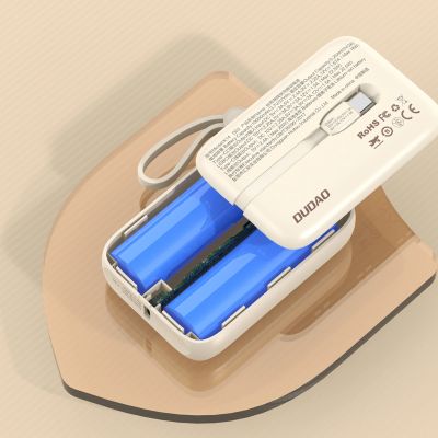 6. Dudao K14 10000 mAh Powerbank mit USB-C/ Lightning -Kabeln – Beige