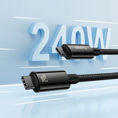 4. Baseus CAWJ040101 USB-C – USB-C-Kabel 240 W 480 Mbit/s 2 m – Schwarz und Grau