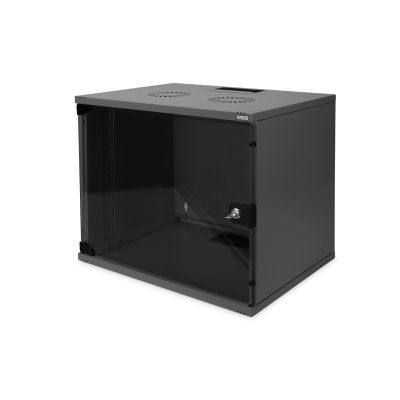 Digitus 19" 9HE Wand-Netzwerkschrank, 540 x 400 mm, Glastür, grau, ungeteilt, unmontiert, 60 kg