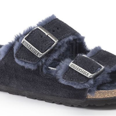 2. Birkenstock Arizona VL Shearling Midnight Insulated Flip-Flops Suede Leather Narrow (1020583)