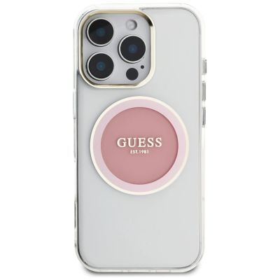3. Guess IML Metal Colored Circle Classic Logo MagSafe iPhone 16 Pro Hülle - Rosa