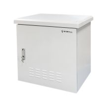IP55-Schutzart für den Außenbereich, Wandmontage, 19 Zoll, 9 HE, 600 x 450 mm, 4 Tragbalken, 4 Kabelverschraubungen, grau, ALANTEC