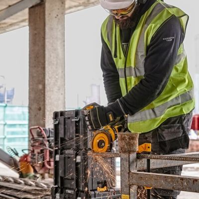 5. DEWALT DCG418X2-QW Akku-Winkelschleifer, bürstenlos, 125 mm, 54 V FV, 2 x 9 Ah, Schwarz, Gelb