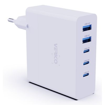 4. Verico 4OJ-ABGWE1-N1 Ladegerät für Mobilgeräte (Laptop, Smartphone, Tablet, Handy), Weiß, AC-Schnellladefunktion, intern