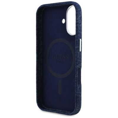 7. Guess Denim Triangle Logo MagSafe iPhone 16 Hülle - Blau
