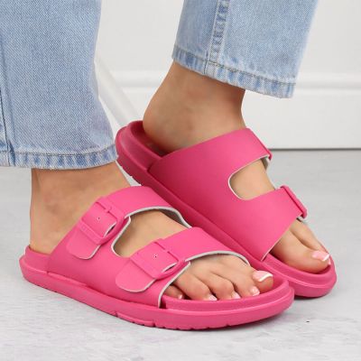 4. Big Star W INT2004E Fuchsia Schaumstoff-Slides mit Schnallen