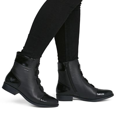 6. Rieker 77053-00 bequeme schwarze Damen-Lederstiefeletten