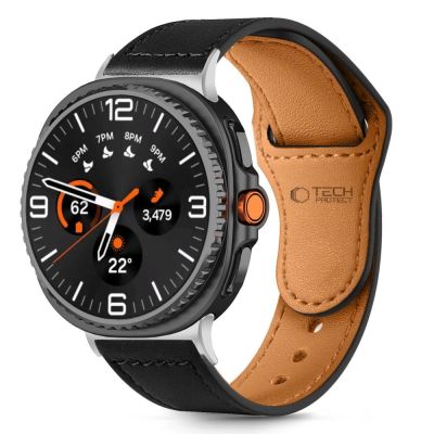 Tech-Protect Leatherfit Armband für Samsung Galaxy Watch 40/44/46 mm - Schwarz