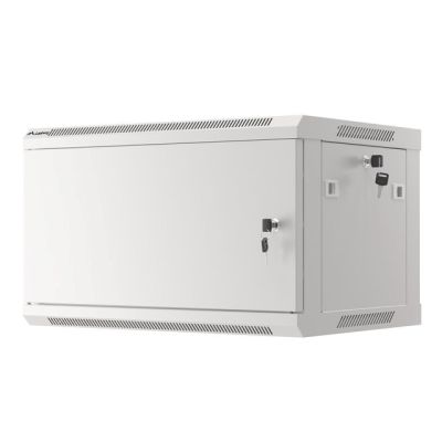 9. LANBERG Wandregal 19" 6HE 600x450 Metalltür Grau (Bausatz) WF01-6406-00S