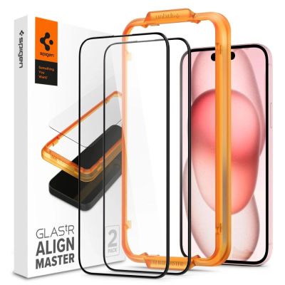 Spigen ALM Glass FC Panzerglas für iPhone 15 Plus – Schwarz 2 Stk.
