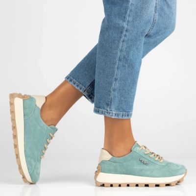 8. Grüne Plateau-Sneaker aus Leder, Modell Filippo DP7498