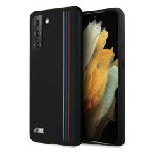 BMW Silikon-Streifen M-Kollektion Hülle für Samsung Galaxy S21+ - Schwarz