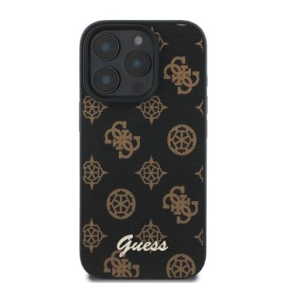 3. Guess Peony Script MagSafe-Hülle für iPhone 16 Pro – Schwarz