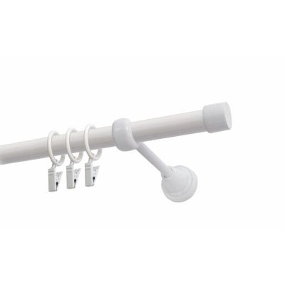 Einfache Gardinenstange Ø 19 mm, Weiß, 480 cm, LUNA mit Ringen, KOWALSKI