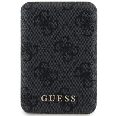 Guess Induction Powerbank 15W GUPB5FP4EMGK 5000mAh schwarz/schwarz 4G Leder Metall Logo MagSafe