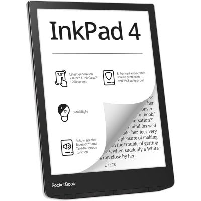 10. PocketBook InkPad 4 743 7,8" 32GB Wi-Fi Stardust Silver E-Book-Reader