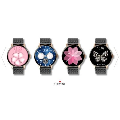 4. GIEWONT Damen-Smartwatch Roségold Schwarz GW330-4
