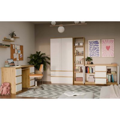 12. 2-türige Kommode mit 3 Schubladen, Artisan/Weiß, Set