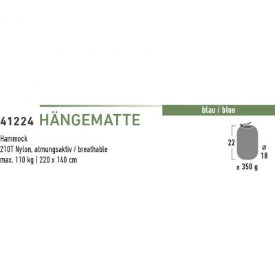 3. High Peak Hängematte 140x220cm blau 41224