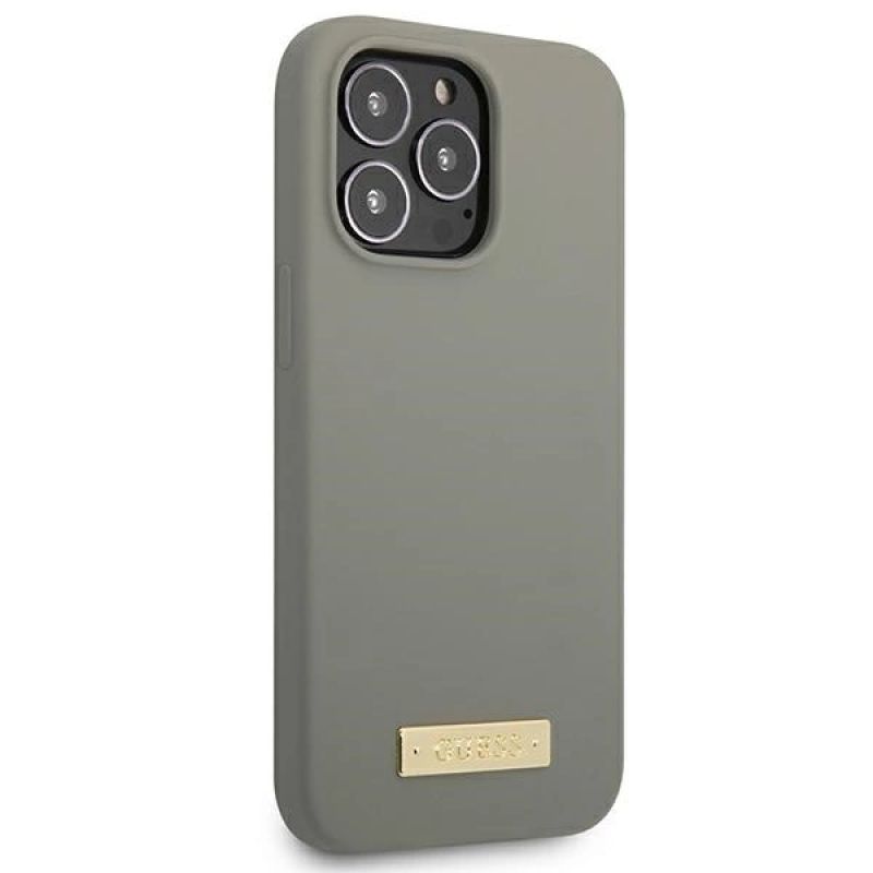 4. Guess GUHMP13XSPLG iPhone 13 Pro Max 6,7" Grau/Grau Hartschale Silikon Logo Plate MagSafe