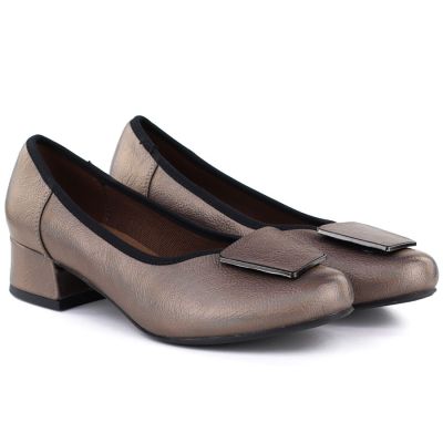 4. Bequeme goldene Damen-Pumps mit Blockabsatz, Modell M.Daszyński SA279-1 3