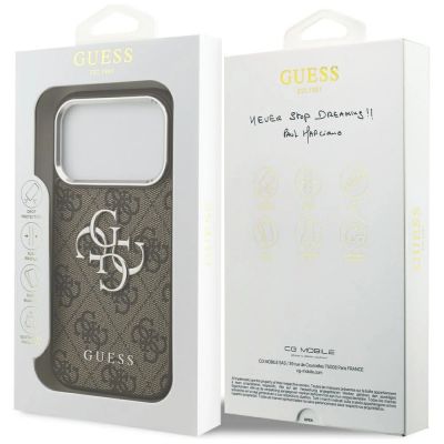 8. Guess 4G Big 4G Classic Logo Hülle für iPhone 17 Pro braun - silber