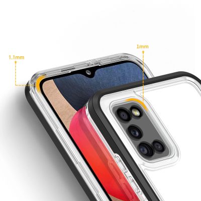 4. Klare 3in1 Hülle für Samsung Galaxy A03s (166) Rahmen Gel Cover schwarz