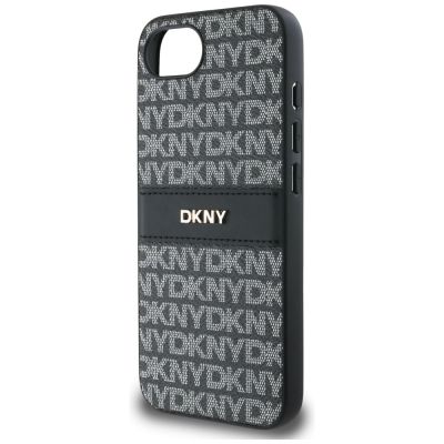 6. DKNY Repeat Texture Pattern with Tonal Stripe Hülle für iPhone 16e - Schwarz