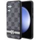 2. DKNY Lederhülle mit kariertem Monomuster und bedruckten Streifen für Samsung Galaxy S24+ – Schwarz