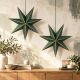 7. Dekorativer Hängestern aus Papier, FSC-zertifiziert, 18 x 45 cm, grün, 7 Arme, Glimmer