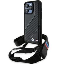 BMW M Edition Carbon Stripe & Strap Hülle für iPhone 15 Pro – Schwarz
