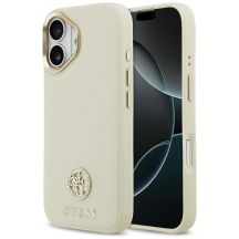 Guess Grained Strass Logo MagSafe Hülle für iPhone 17 - Beige