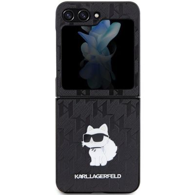 2. Karl Lagerfeld Saffiano Monogram Choupette Pin Hülle für Samsung Galaxy Z Flip 5 – Schwarz