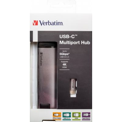 2. Verbatim 49141 USB 3.2 Gen 1 (3.1 Gen 1) Typ-C Dockingstation, Schwarz, Silber