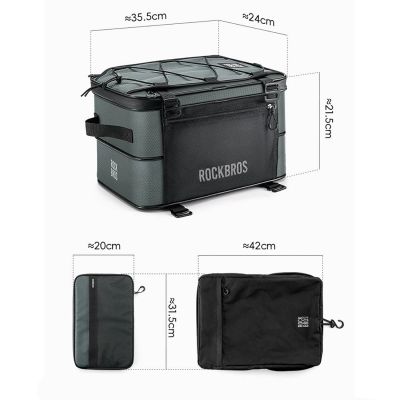 13. Rockbros A30 ROAD TO SKY Faltbare Fahrradtasche für den Kofferraum 15-30L - Grau