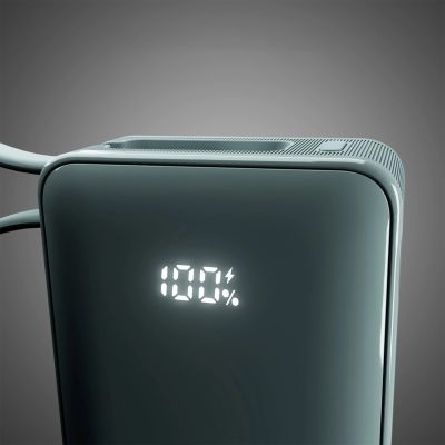 8. Powerbank SBS 10000 mAh 20W mit integriertem USB-C-Kabel und Digitalanzeige - grau