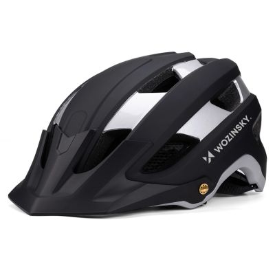 3. Wozinsky MTB-Fahrradhelm mit abnehmbarem Visier, leicht, Größe L – schwarz und silber