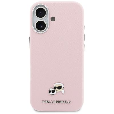 3. Karl Lagerfeld Karl & Choupette Head Pins Saffiano MagSafe Hülle für iPhone 17 - Pink