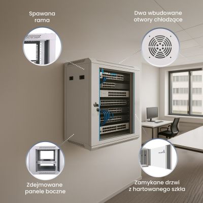 2. Extralink 9U 600x600 Grauer Wand-Rackschrank