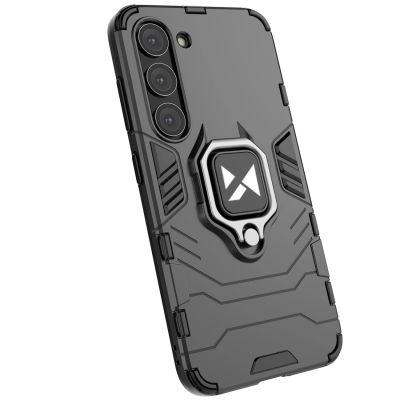 12. Wozinsky Ring Armor Hülle für Samsung Galaxy S23 gepanzerte Hülle magnetischer Haltering schwarz