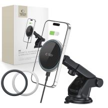 Tech-Protect A2 Autotelefonhalterung mit MagSafe 15W induktivem Ladegerät für das Cockpit – Schwarz