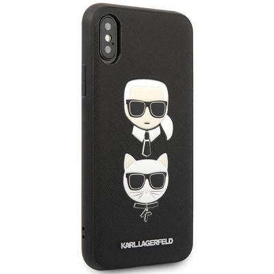 5. Karl Lagerfeld Saffiano Karl&Choupette Head Case für iPhone XS Max – Schwarz